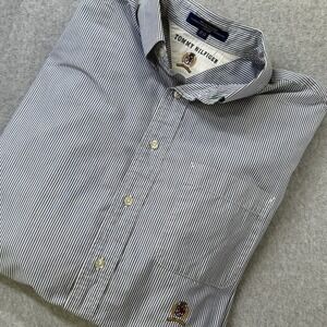 Vintage Tommy Hilfiger Men's Stripe Button‎ Down Oxford Shirt Crest Logo 17-33
